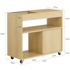 SoBuy Stuebord med 2 døre i træ 30x70x60cm, moderne FBT152-N