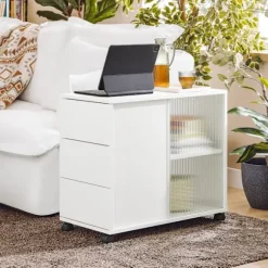 SoBuy Stuebord med 2 døre i hvid 70x35x61cm, moderne FBT141-W