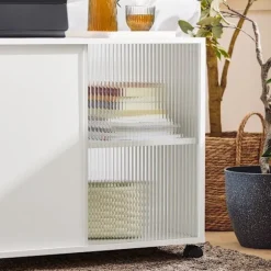 SoBuy Stuebord med 2 døre i hvid 70x35x61cm, moderne FBT141-W
