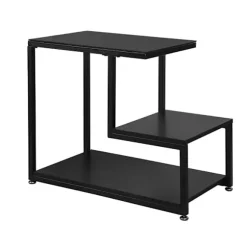 SoBuy Stuebord med 2 hylder i sort 65x35x56cm, industriel FBT65-SCH