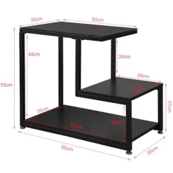 SoBuy Stuebord med 2 hylder i sort 65x35x56cm, industriel FBT65-SCH