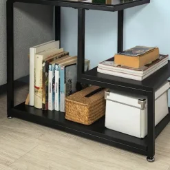 SoBuy Stuebord med 2 hylder i sort 65x35x56cm, industriel FBT65-SCH