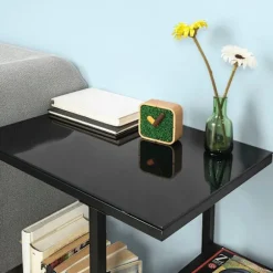 SoBuy Stuebord med 2 hylder i sort 65x35x56cm, industriel FBT65-SCH