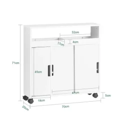 SoBuy Toiletpapirholder med skab med 2 døre i hvid 70x20x70cm, rustik BZR02-W