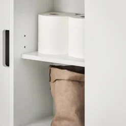 SoBuy Toiletpapirholder med skab med 2 døre i hvid 70x20x70cm, rustik BZR02-W