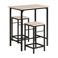 SoBuy træ bord med 2 skamler med pladsbesparende 80x50x87cm, industriel OGT10-N
