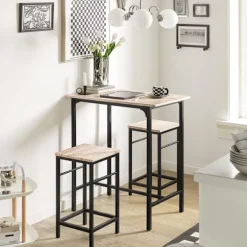 SoBuy træ bord med 2 skamler med pladsbesparende 80x50x87cm, industriel OGT10-N