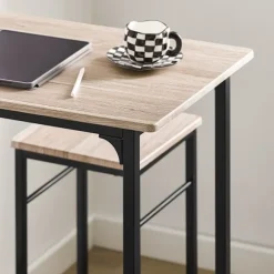 SoBuy træ bord med 2 skamler med pladsbesparende 80x50x87cm, industriel OGT10-N