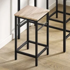 SoBuy træ bord med 2 skamler med pladsbesparende 80x50x87cm, industriel OGT10-N