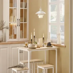 SoBuy træ bord med 4 skamler med pladsbesparende 100x60x87cm, industriel OGT11-WN