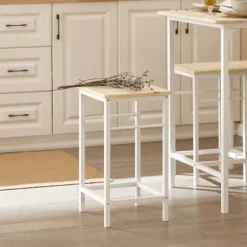 SoBuy træ bord med 4 skamler med pladsbesparende 100x60x87cm, industriel OGT11-WN
