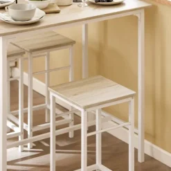 SoBuy træ bord med 4 skamler med pladsbesparende 100x60x87cm, industriel OGT11-WN
