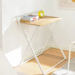SoBuy træ computerbord med sammenklappelig og pladsbesparende 63.5x40x78.5cm, minimalistisk FWT88-WN