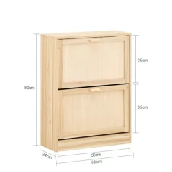SoBuy træ skoskab med 2 døre 24x59.99x80.01cm, funktionel FSR160-N
