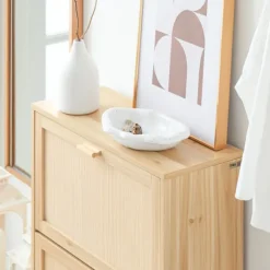 SoBuy træ skoskab med 2 døre 24x59.99x80.01cm, funktionel FSR160-N