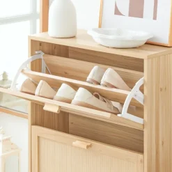 SoBuy træ skoskab med 2 døre 24x59.99x80.01cm, funktionel FSR160-N