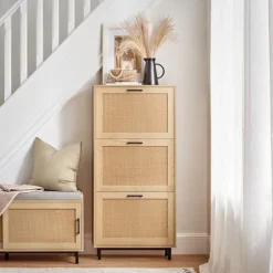 SoBuy træ skoskab med 3 døre 24x59.99x127cm, moderne FSR155-N