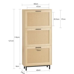 SoBuy træ skoskab med 3 døre 24x59.99x127cm, moderne FSR155-N