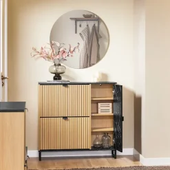 SoBuy træ skoskab med 2 døre 90x24x88.5cm, moderne FSR203-N