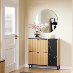 SoBuy træ skoskab med 2 døre 90x24x88.5cm, moderne FSR203-N