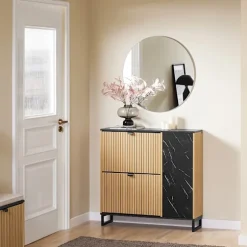 SoBuy træ skoskab med 2 døre 90x24x88.5cm, moderne FSR203-N