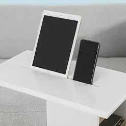 SoBuy Træ Sofa Sidebord Med iPad Telefon Holder Rille På Toppen FBT67-W