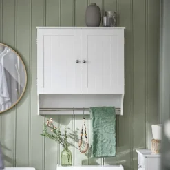 SoBuy Væghængt møbel med 2 døre i hvid 60x30x60cm, funktionel BZR84-W
