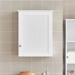 SoBuy Væghængt møbel med 1 dør i hvid 40x23x52cm, klassisk BZR19-W