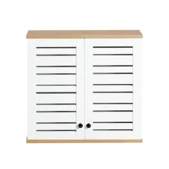 SoBuy Væghængt møbel med 2 døre i hvid 60x19x56cm, rustik BZR42-W