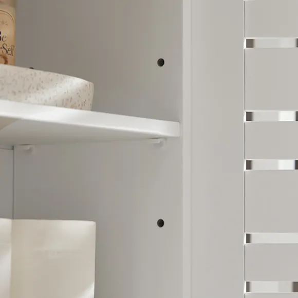SoBuy Væghængt møbel med 2 døre i hvid 60x19x56cm, rustik BZR42-W