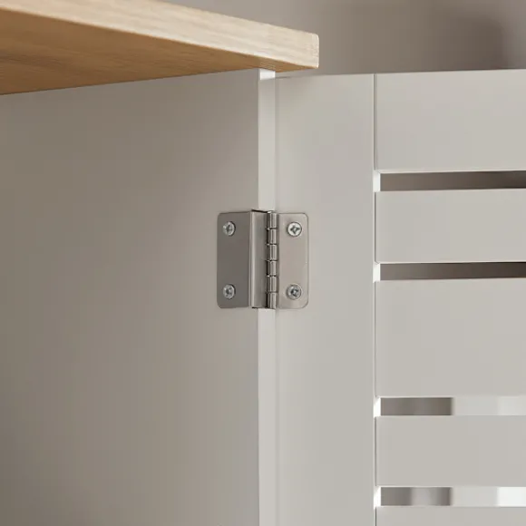 SoBuy Væghængt møbel med 2 døre i hvid 60x19x56cm, rustik BZR42-W