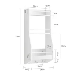 SoBuy Væghylde med 3 hylder i hvid 38x17x75cm, funktionel KCR12-W
