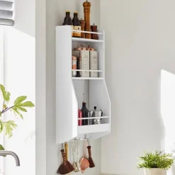 SoBuy Væghylde med 3 hylder i hvid 38x17x75cm, funktionel KCR12-W