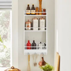 SoBuy Væghylde med 3 hylder i hvid 38x17x75cm, funktionel KCR12-W