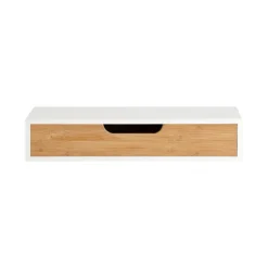 SoBuy Vægmonteret hylde med skuffe med 1 skuffe i træ 40x24.5x8cm, moderne FRG92-WN