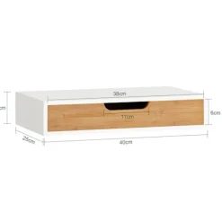 SoBuy Vægmonteret hylde med skuffe med 1 skuffe i træ 40x24.5x8cm, moderne FRG92-WN