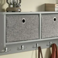 SoBuy Vægmonteret knagerække med 3 hylder i grå 100x20x31cm, moderne FRG282-HG