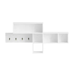 SoBuy Vægmonteret knagerække med 1 hylde i hvid 110x15x53cm, moderne FHK17-W