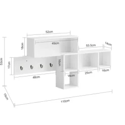SoBuy Vægmonteret knagerække med 1 hylde i hvid 110x15x53cm, moderne FHK17-W