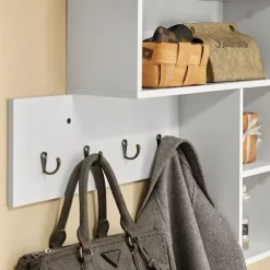 SoBuy Vægmonteret knagerække med 1 hylde i hvid 110x15x53cm, moderne FHK17-W