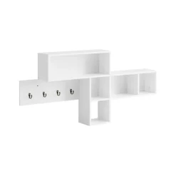 SoBuy Vægmonteret knagerække med 1 hylde i hvid 110x15x53cm, moderne FHK17-W
