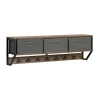 SoBuy Vægmonteret knagerække med 1 hylde i træ 100x30x20cm, industriel FHK26-N