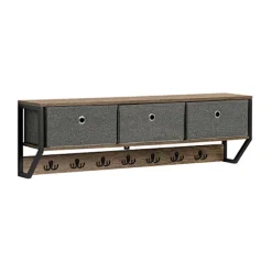 SoBuy Vægmonteret knagerække med 1 hylde i træ 100x30x20cm, industriel FHK26-N