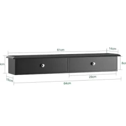 SoBuy Vægreol Reol Væghylde med skuffer FRG43-SCH Black Length 64cm