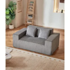 Sofa 2 Pladser - DUOKU - Salonsofa - Plysstræk - 160 cm - Grå Grå
