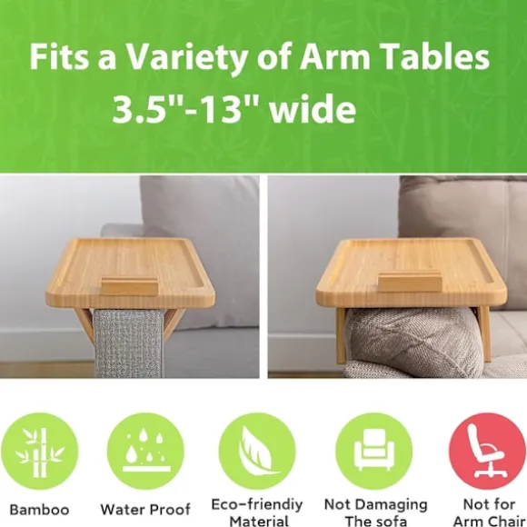 Sofa Arm Tray Bord Klemmet Til Bakke Rectangular