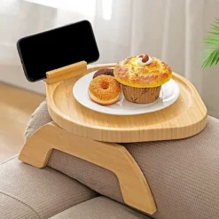 Sofa Armlæn Bord, 360° Drejelig Sofa Armlæn Bakke til Spisning Rund