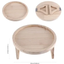 Sofa armlæn klips bord, naturligt træ sofa armlæn arrangør til sofa armlæn, rund