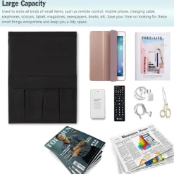 Sofa armlæn organizer magasiner fjernbetjening holder vandtæt caddy taske sofa opbevaringspose til iPad mobiltelefon bøger tissue snacks black