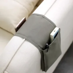 Sofa Armlæn Organizer Opbevaringstaske til Fjernbetjening, Telefon, iPad, Pen - Kompatibel med Forskellige Mærker grå